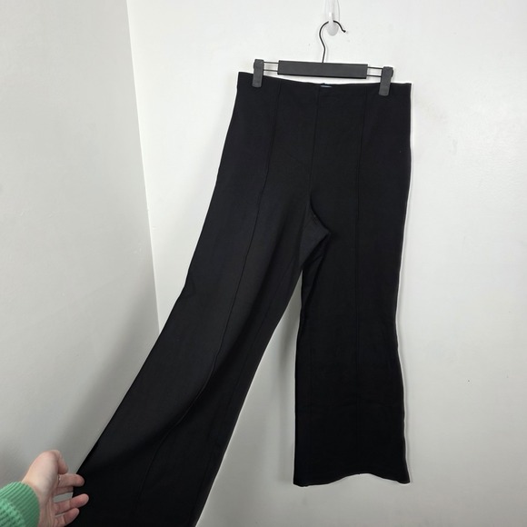 CeCe Pants - CeCe‎ Black Wide Leg Pull On Front Seam High Rise Comfy Dress Pants Size S